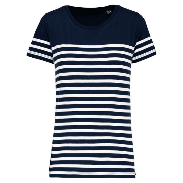 T-shirt femme Marini&egrave;re bio K3034 WHITE/NAVY STRIPES