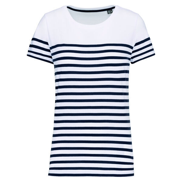 T-shirt femme Marini&egrave;re bio K3034 WHITE/NAVY STRIPES